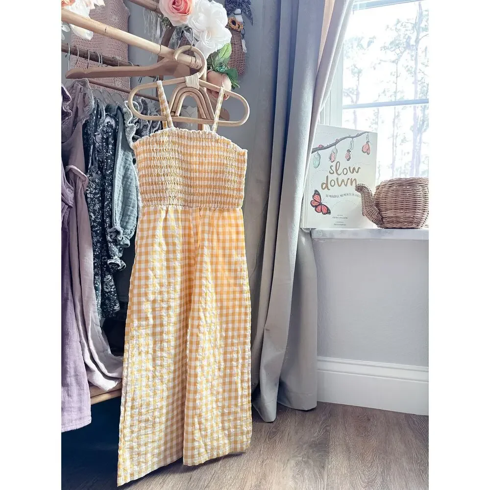 Sunlight Filtering Through Orchard Trees Golden Gingham Pants Romper 5T